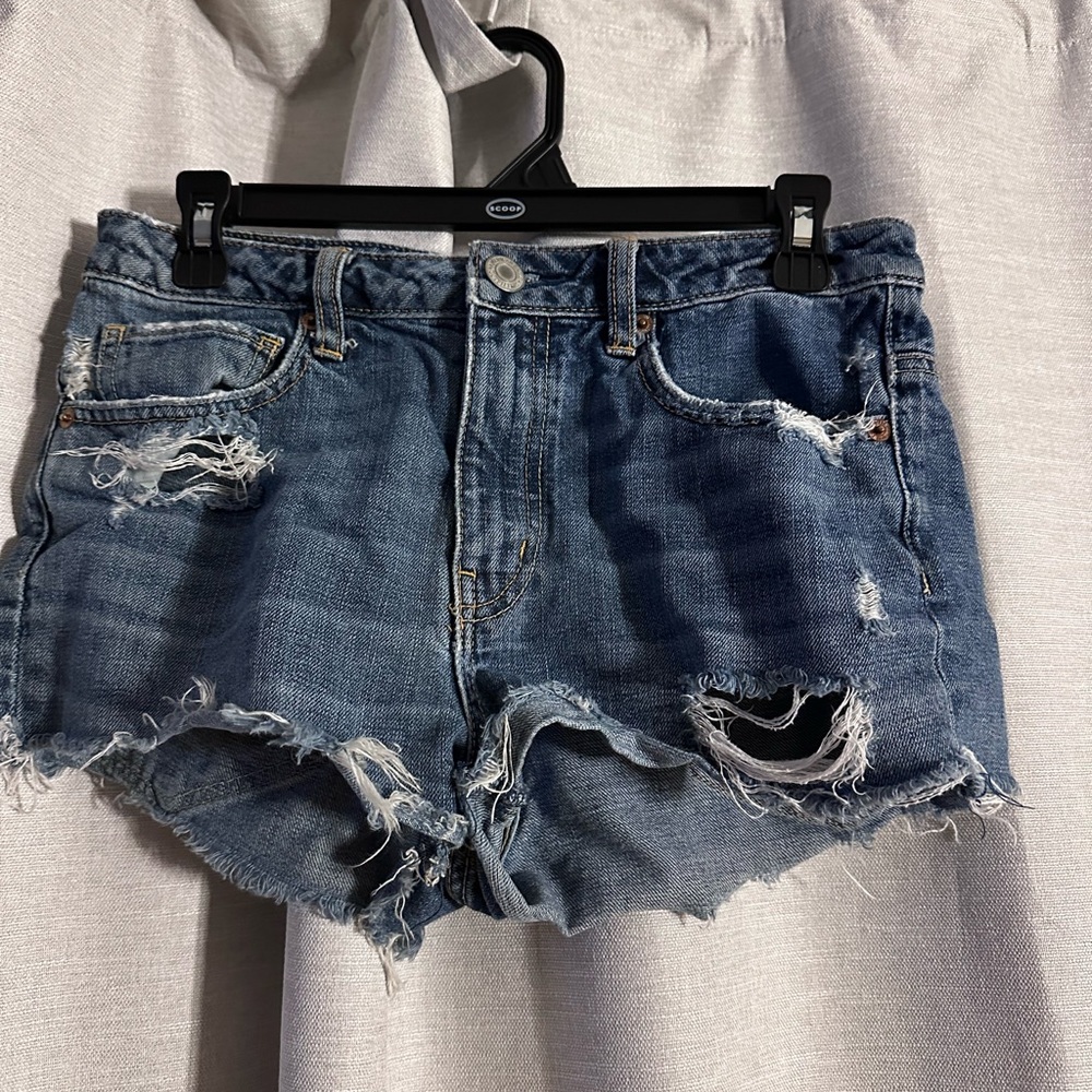 American Eagle Outfitters Blue Distressed Jean Shorts